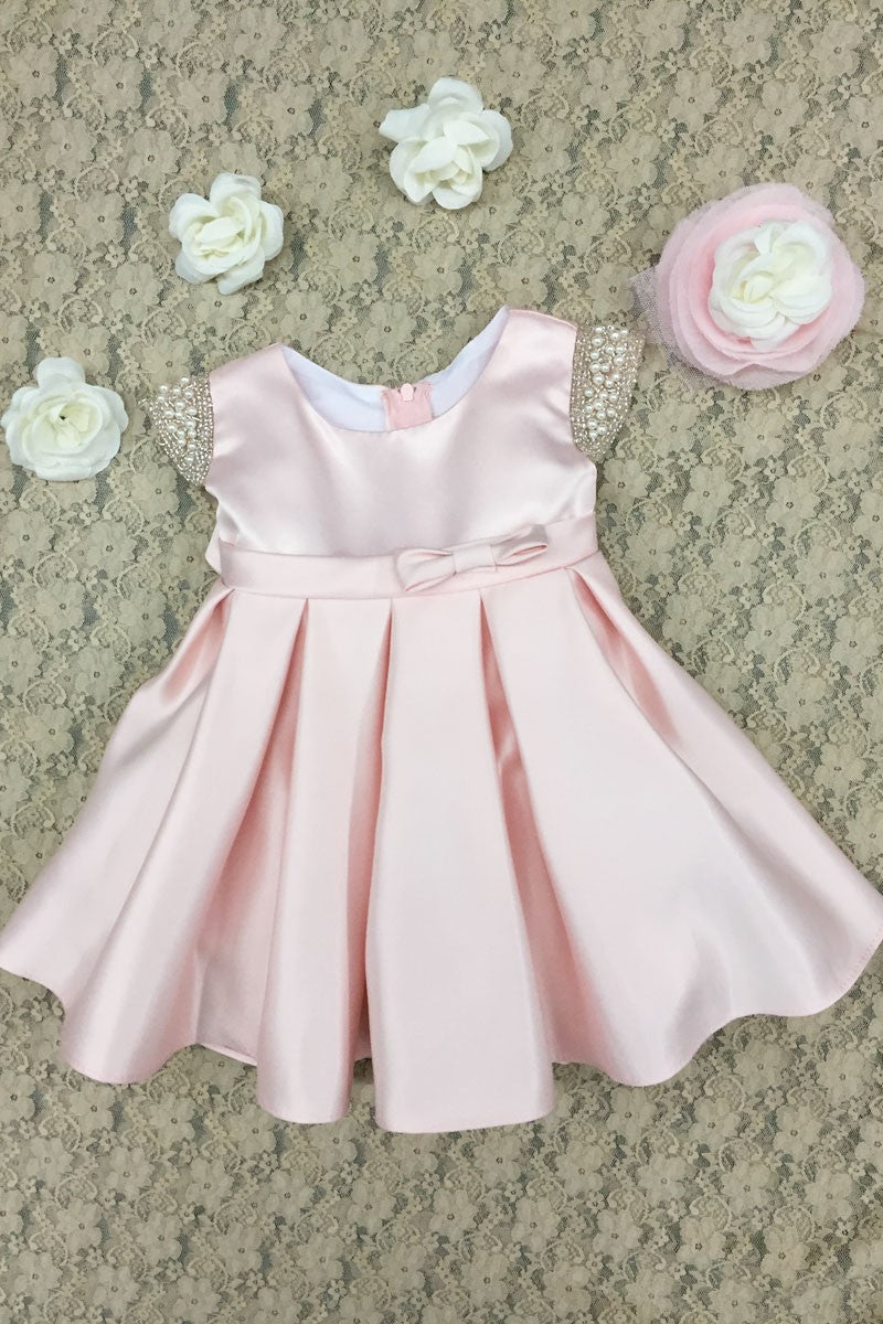 Amazing Beaded Cap Sleeve Baby Girls Dress
