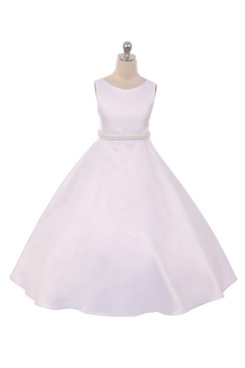 A-Line Girls Long Satin Gown, plus sized girls dress, First Communion gown, Flower Girl & Junior Bridesmaid dress. Shop online GTA, Canada girls fancy dresses.