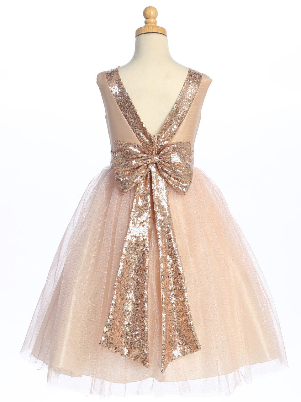 Lovely V Back Bow Girls Party Dress