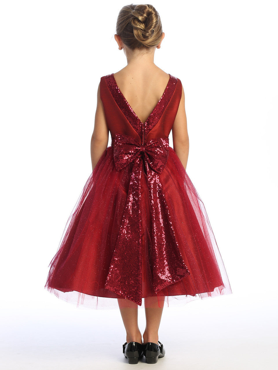 Lovely V Back Bow Girls Party Dress