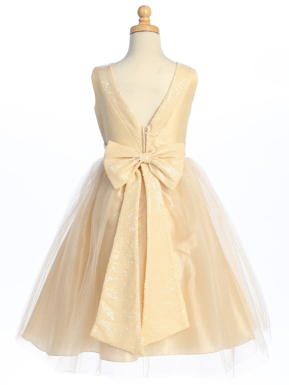 Lovely V Back Bow Girls Party Dress