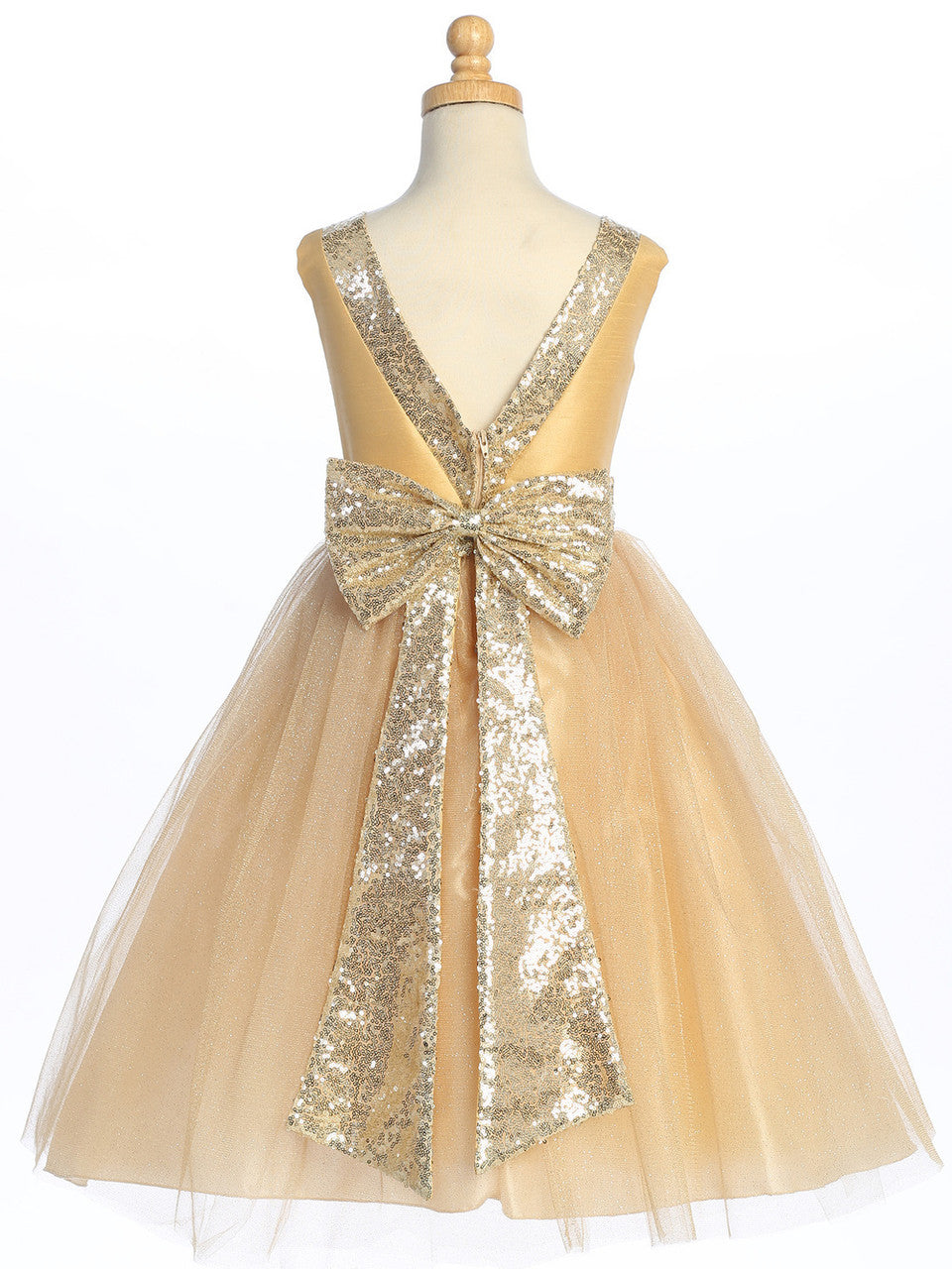 Lovely V Back Bow Girls Party Dress