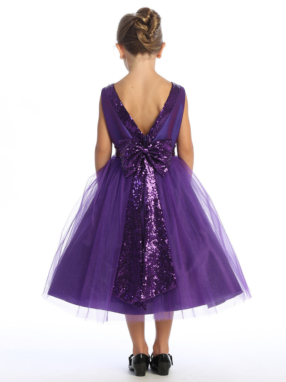 Lovely V Back Bow Girls Party Dress
