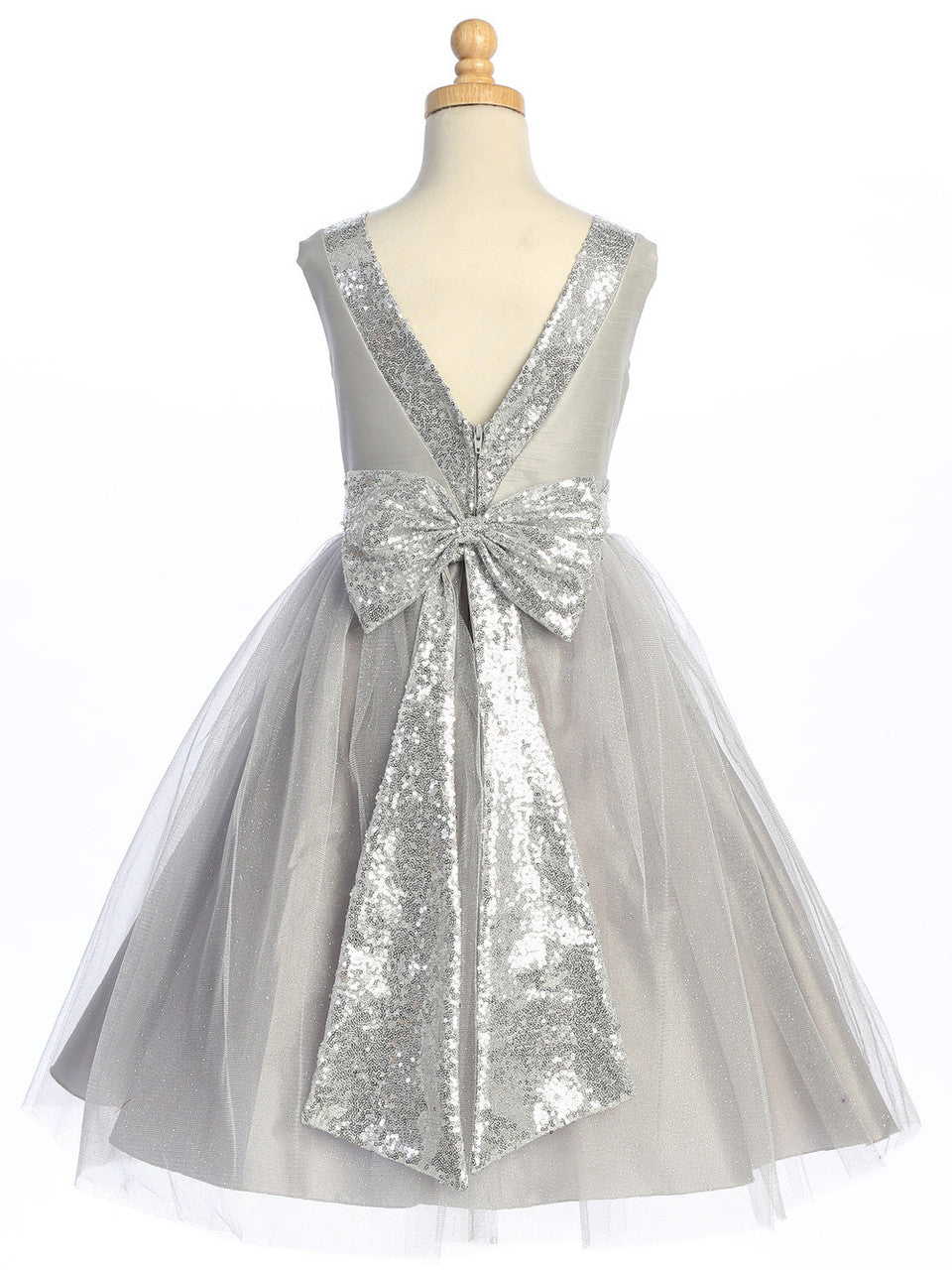 Lovely V Back Bow Girls Party Dress