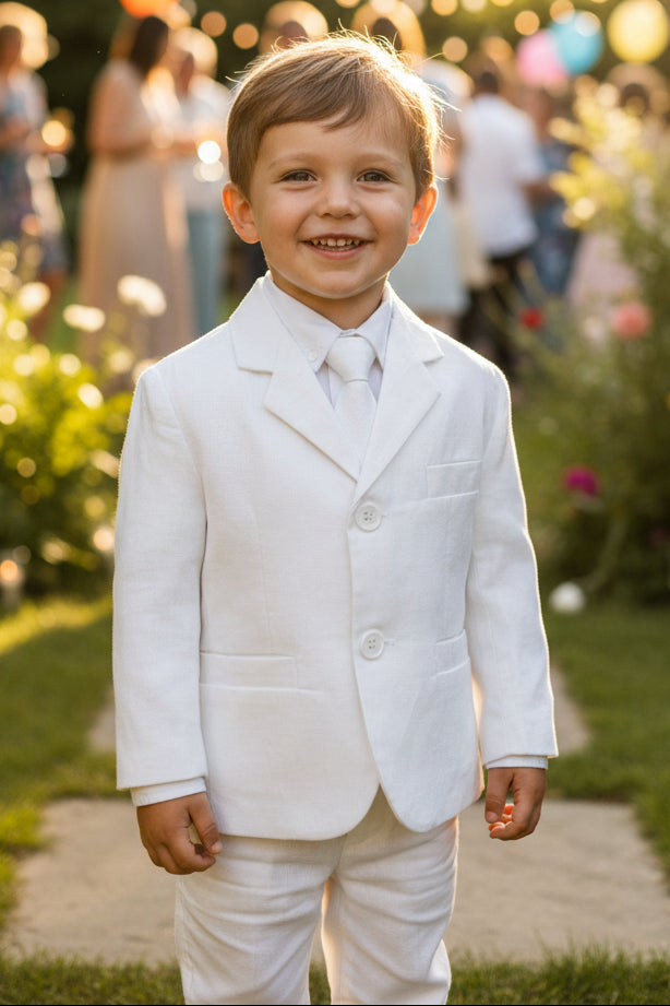 Baby Boys White Linen Suit White 5 Piece Canada