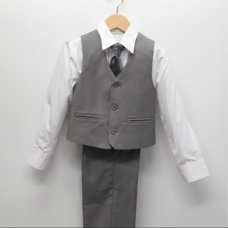 Boys Formal Vest Set 4 Piece light gray photo Canada