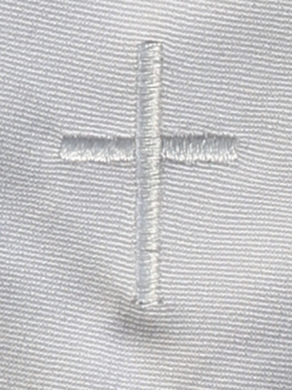 Boys White Zipper Necktie Embroidered Cross Canada close