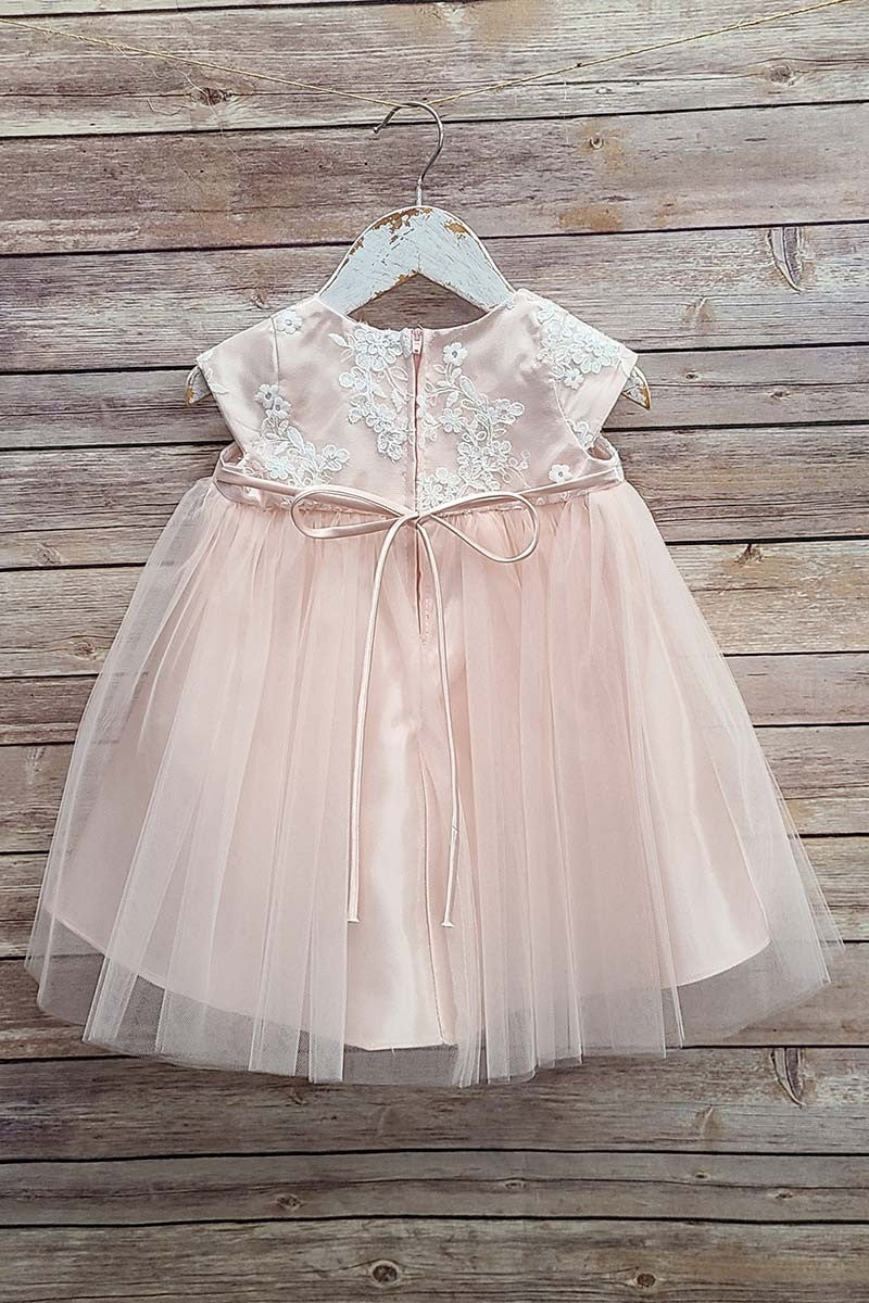 Cap Sleeve Embroidered Baby Dress With Bow Back Canada