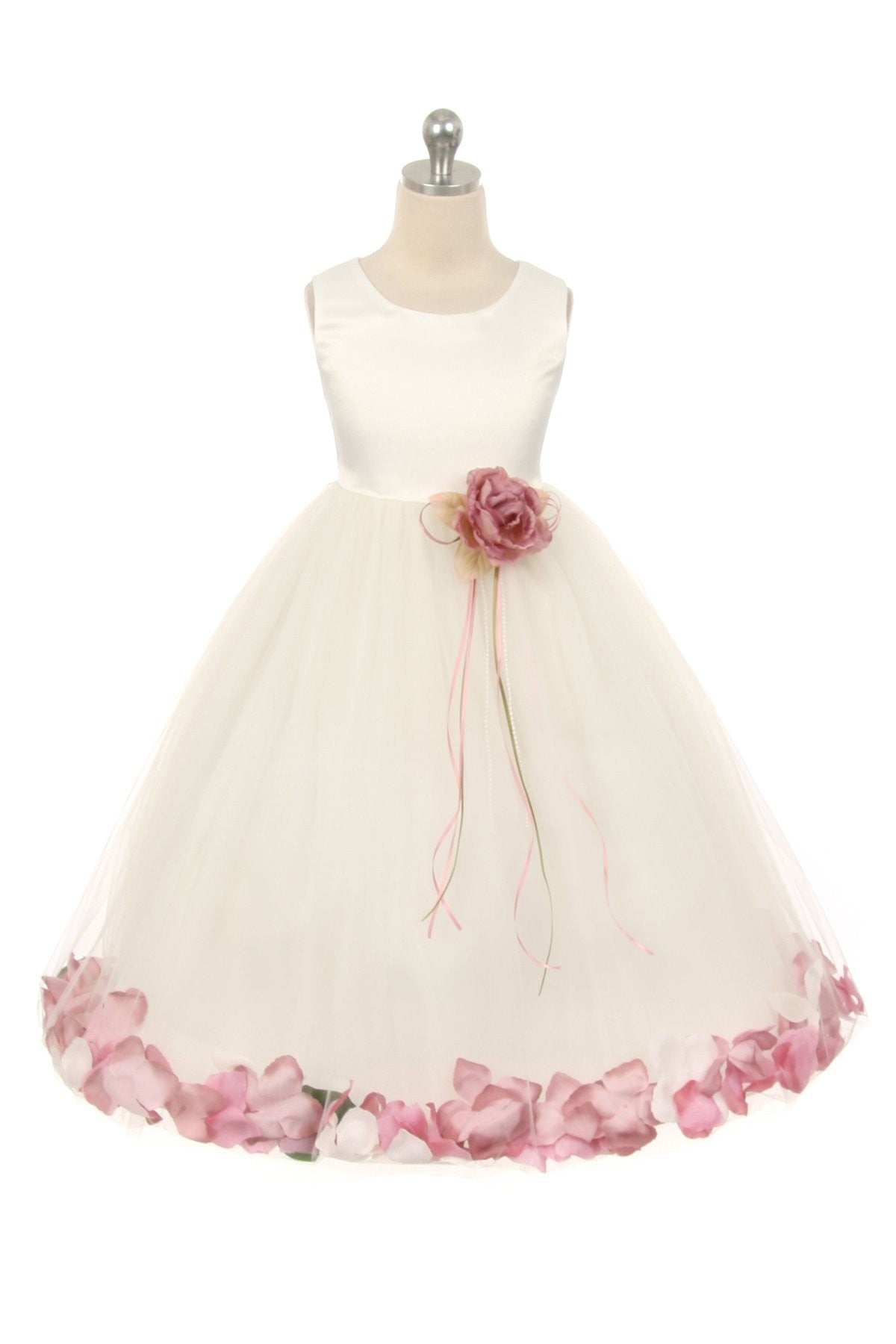 Classic Flower Petal Dress Ivory Front View