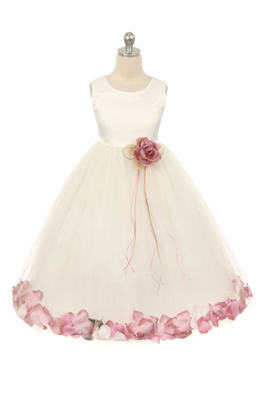 Classic Flower Petal Dress Ivory Front View