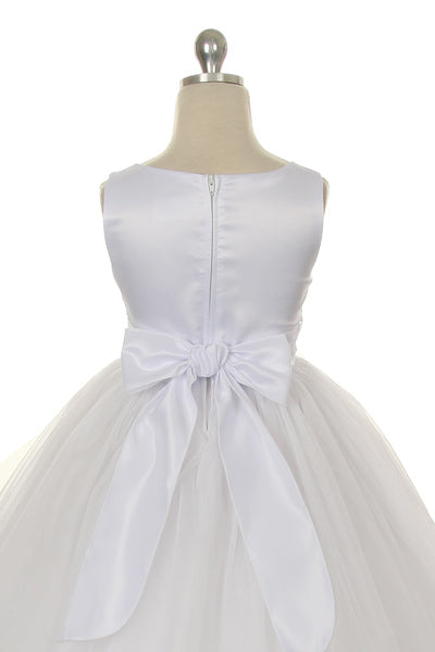 Classic Lace Waist Girls Dress White Tie Belt View
