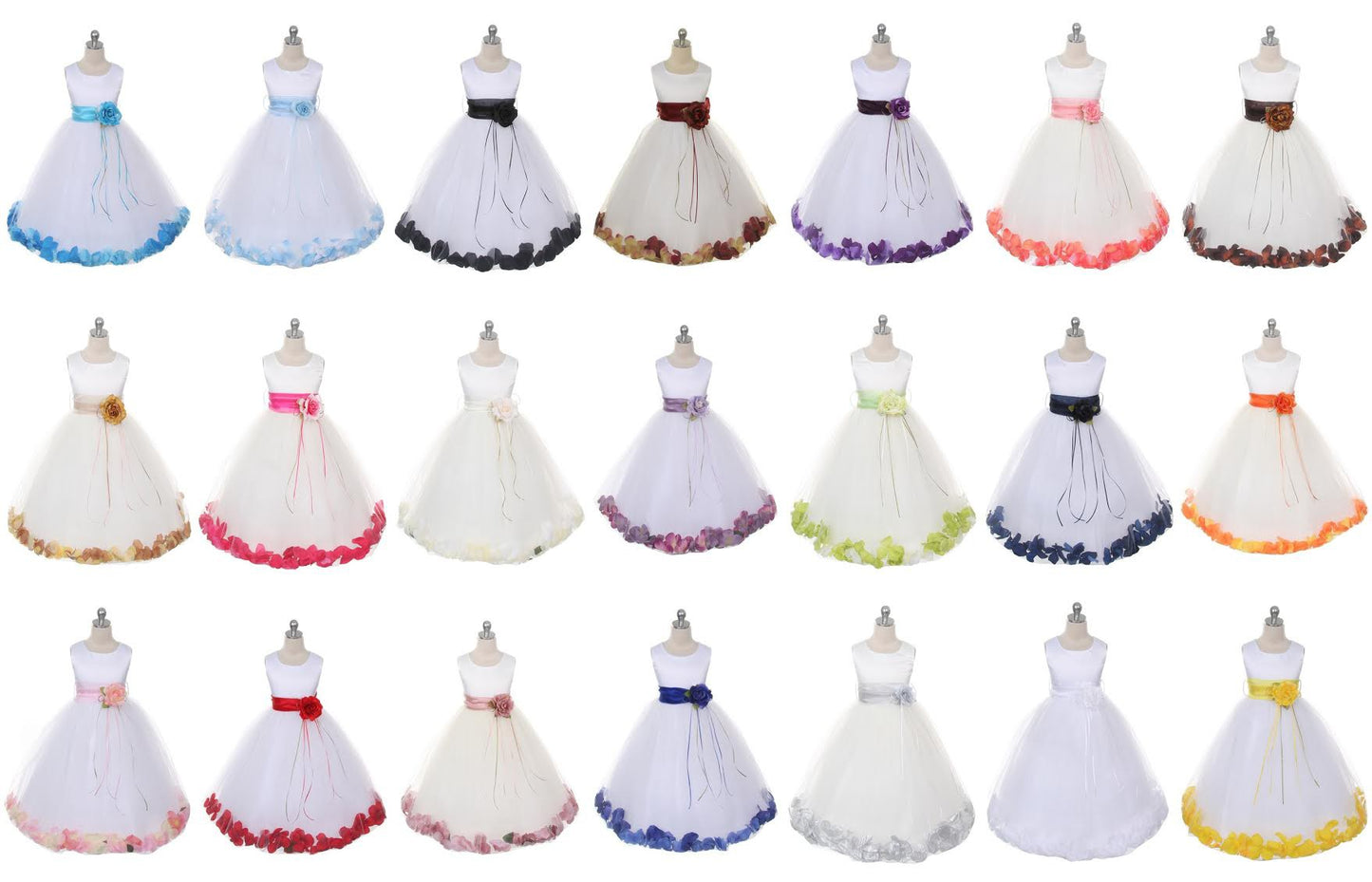 Classics flower petal girls dress, plus size Flower Girl dress, First Communion dress, fancy Birthday party girls dress or frock. Shop GTA, Canada now!