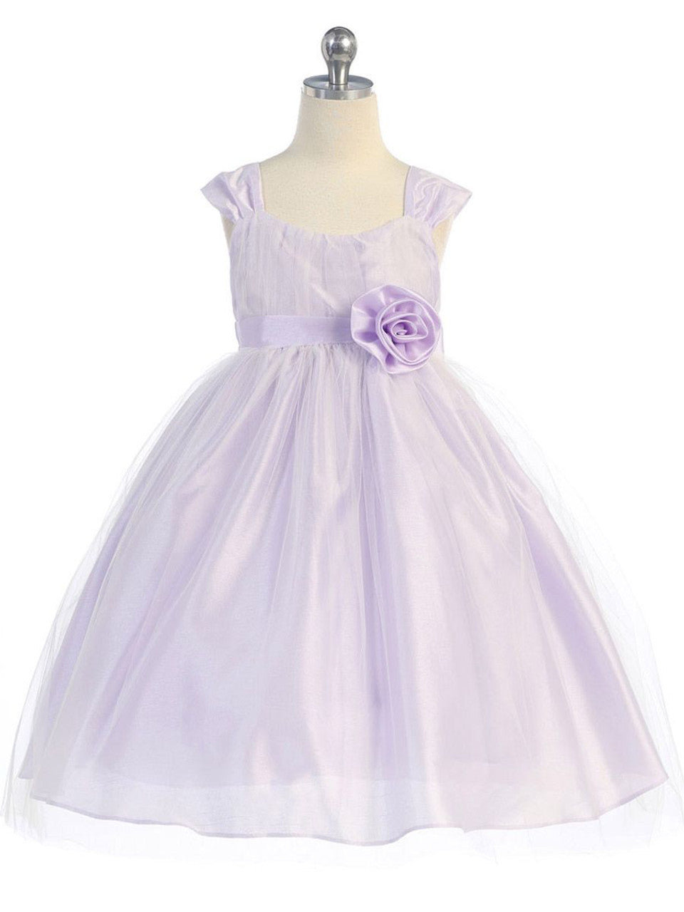 Fancy Affordable Tulle Girls Dress Lilac Front View