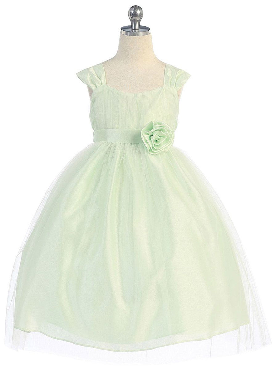 Fancy Affordable Tulle Girls Dress Mint Back View
