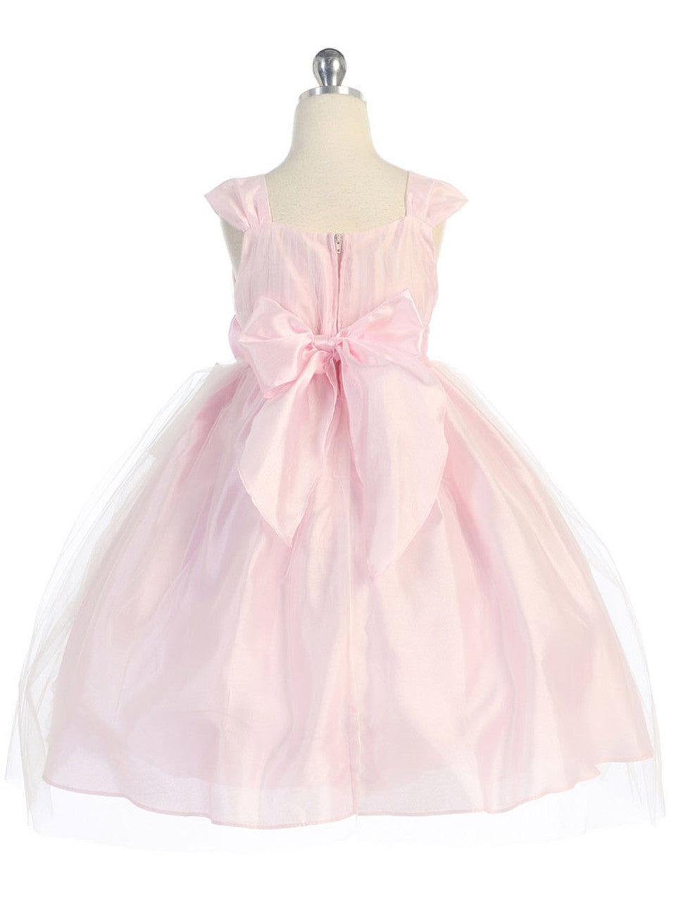 Fancy Affordable Tulle Girls Dress Pink Back View