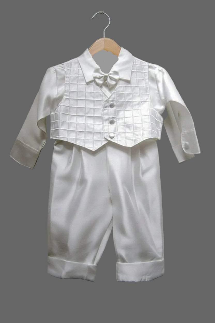 Fancy Checked Vest Set Boys Christening Baptism White Canada 2