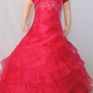 Fancy Flamingo Girls Formal First Communion Gown Fuchsia Front View
