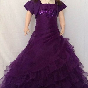 Fancy Flamingo Girls Formal First Communion Gown Purple Front View
