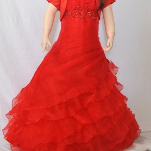 Fancy Flamingo Girls Formal First Communion Gown Red Front