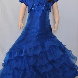 Fancy Flamingo Girls Formal First Communion Gown Royal Blue Front
