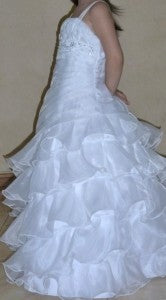 Fancy Flamingo Girls Formal First Communion Gown White Side View