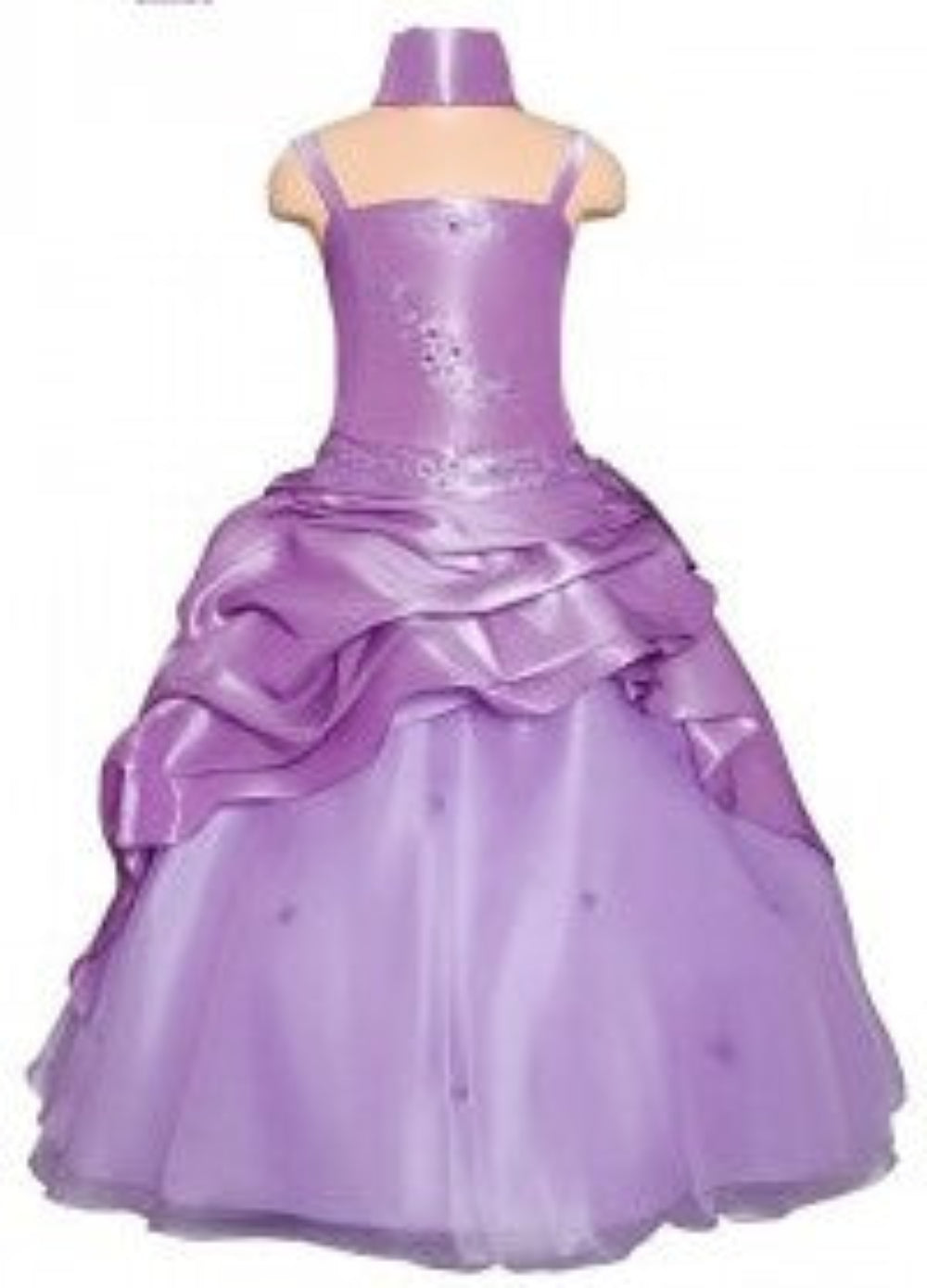 Fancy Sequined Girls Formal Gown Lilac Front View
