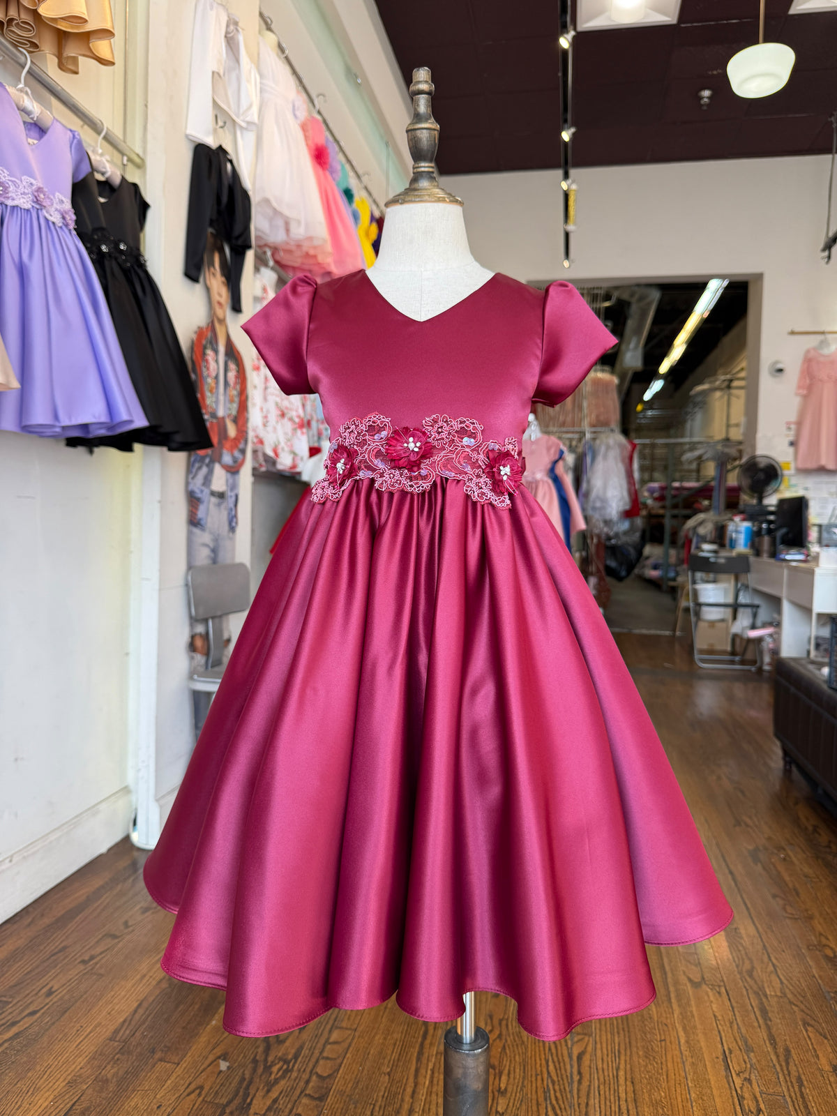 Girls Formal Dress V-Neck Satin Multi Colour Canada fu