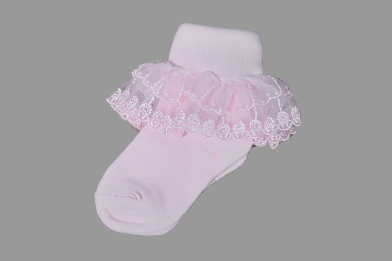 Girls Lace Ruffle Socks White and Ivory Sizes 1-14 Canada Pink