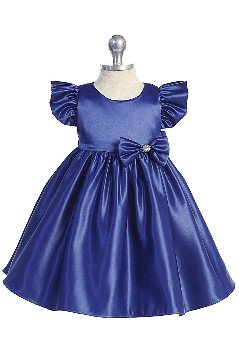 Satin Baby Dress Removable Rhinestone Bow Multi Colour Canada royal blue