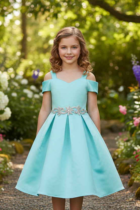 holiday dress winter Peekaboo Shoulder Girls Formal Party Dress Satin Canada – Grandma's Little  Darlings