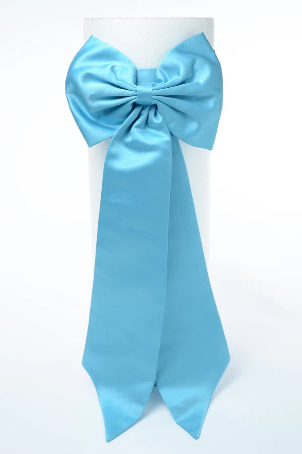 Satin Premade Bow Sash Aqua