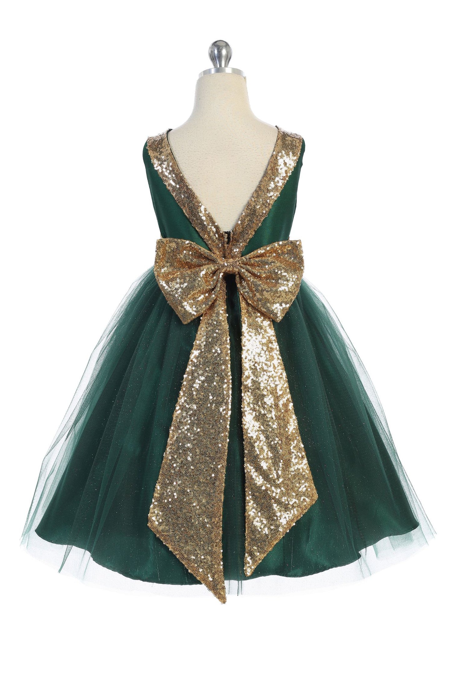 Sequined V Back Bow Girls Fancy Party Dress. Shop plus size fancy formal girls dresses and frock Canada, greater Toronto area Mississauga, Brampton Oakville ON.