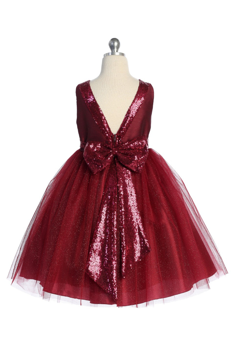 Sequined V Back Bow Girls Plus Size Fancy Party Dress. Shop Canada for plus size girls fancy dresses, girls formal dress and frocks greater Toronto area Canada.