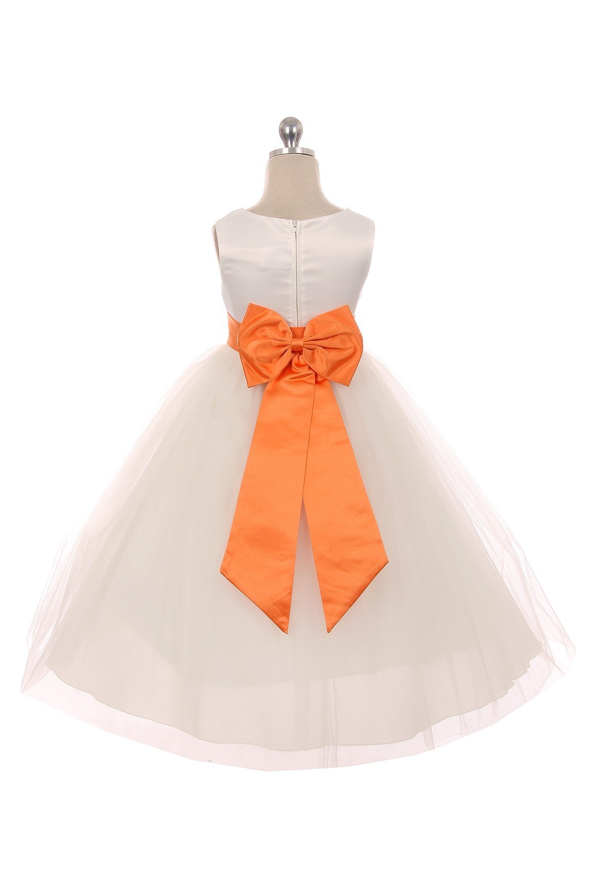 Premade Satin Bow Girls Dress - White Dress