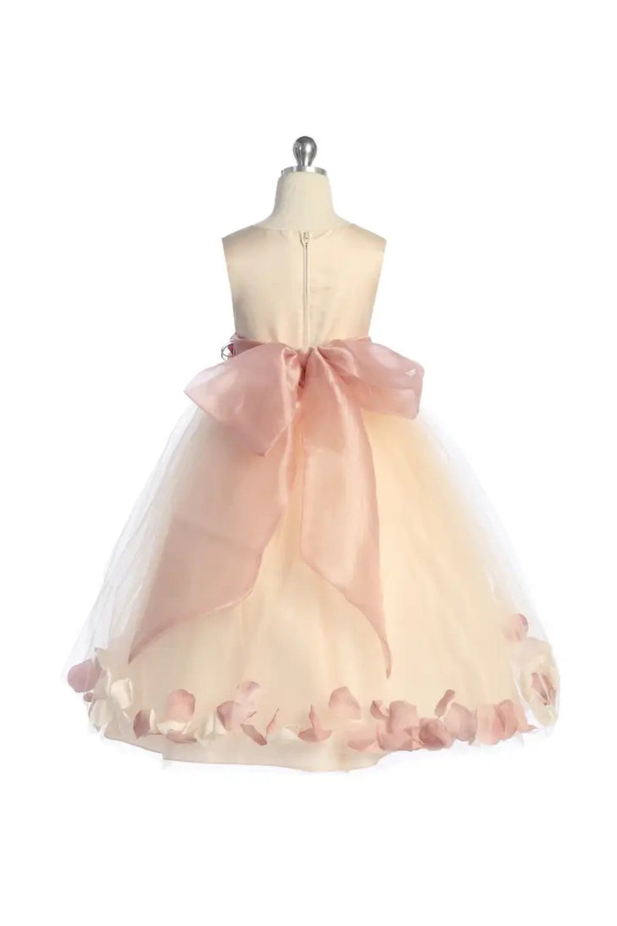 Classics Flower Petal Girls Girls Dress With Sash To Customise - Blush