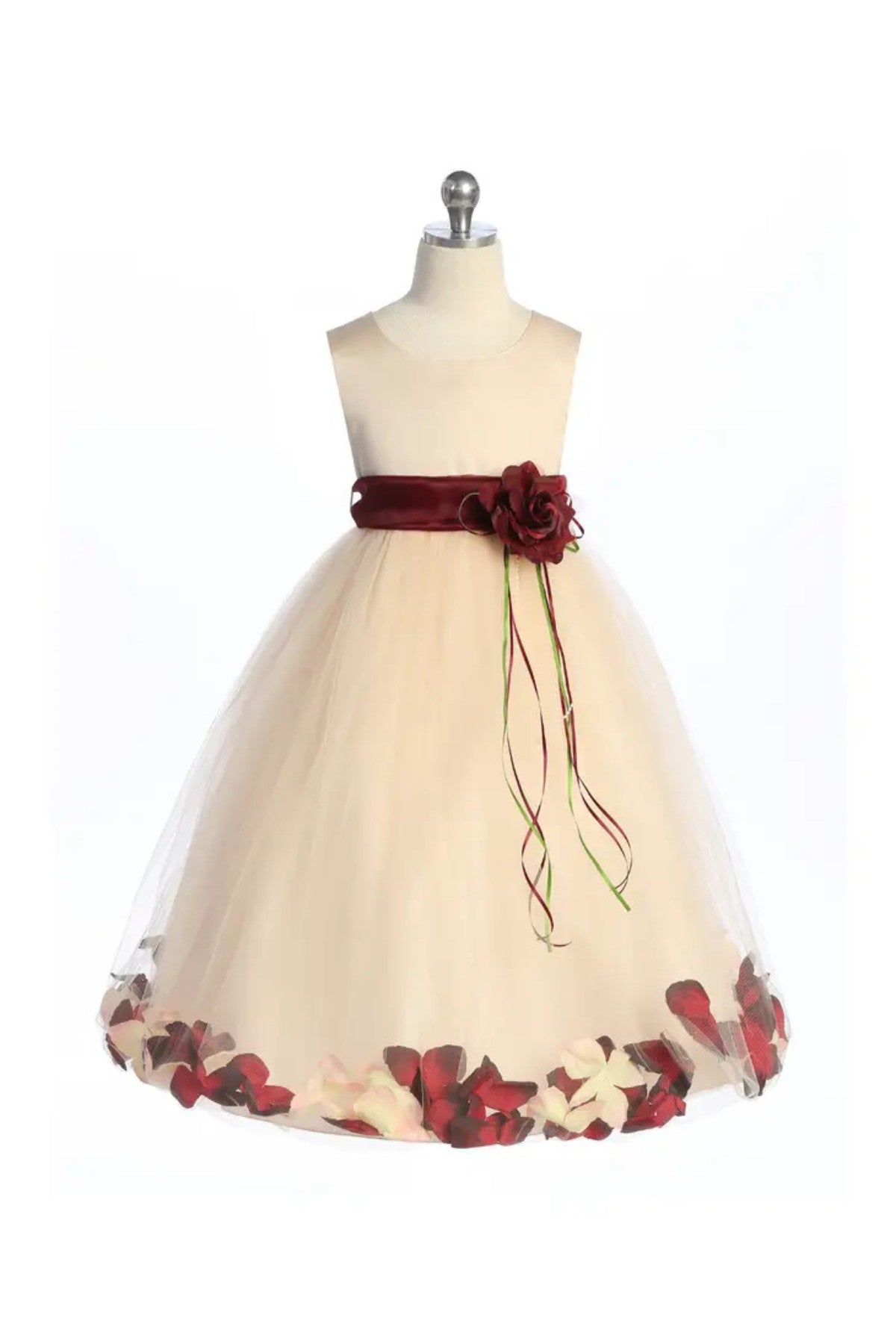 Classics Flower Petal Girls Girls Dress With Sash To Customise - Blush