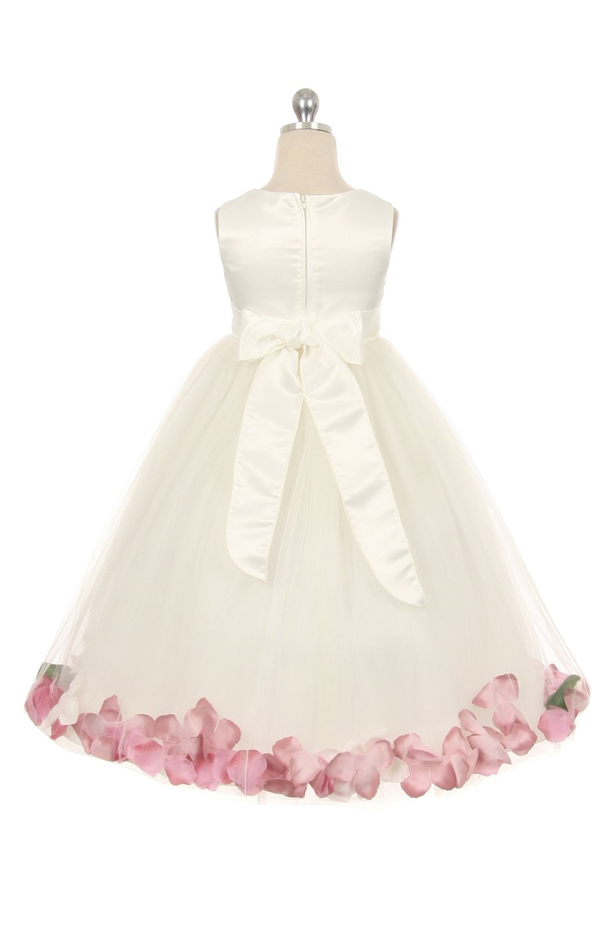 Classics Flower Petal Girls Dress - White & Ivory - Plus Size