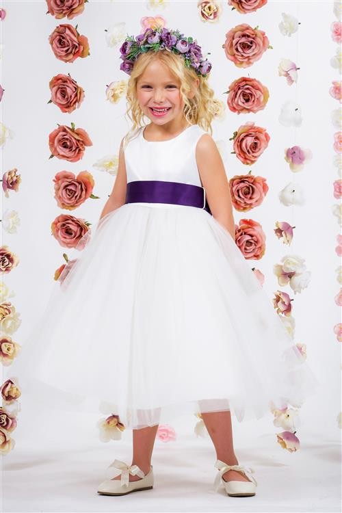 Customizable Satin Top Girls Dress With Interchangeable Trims
