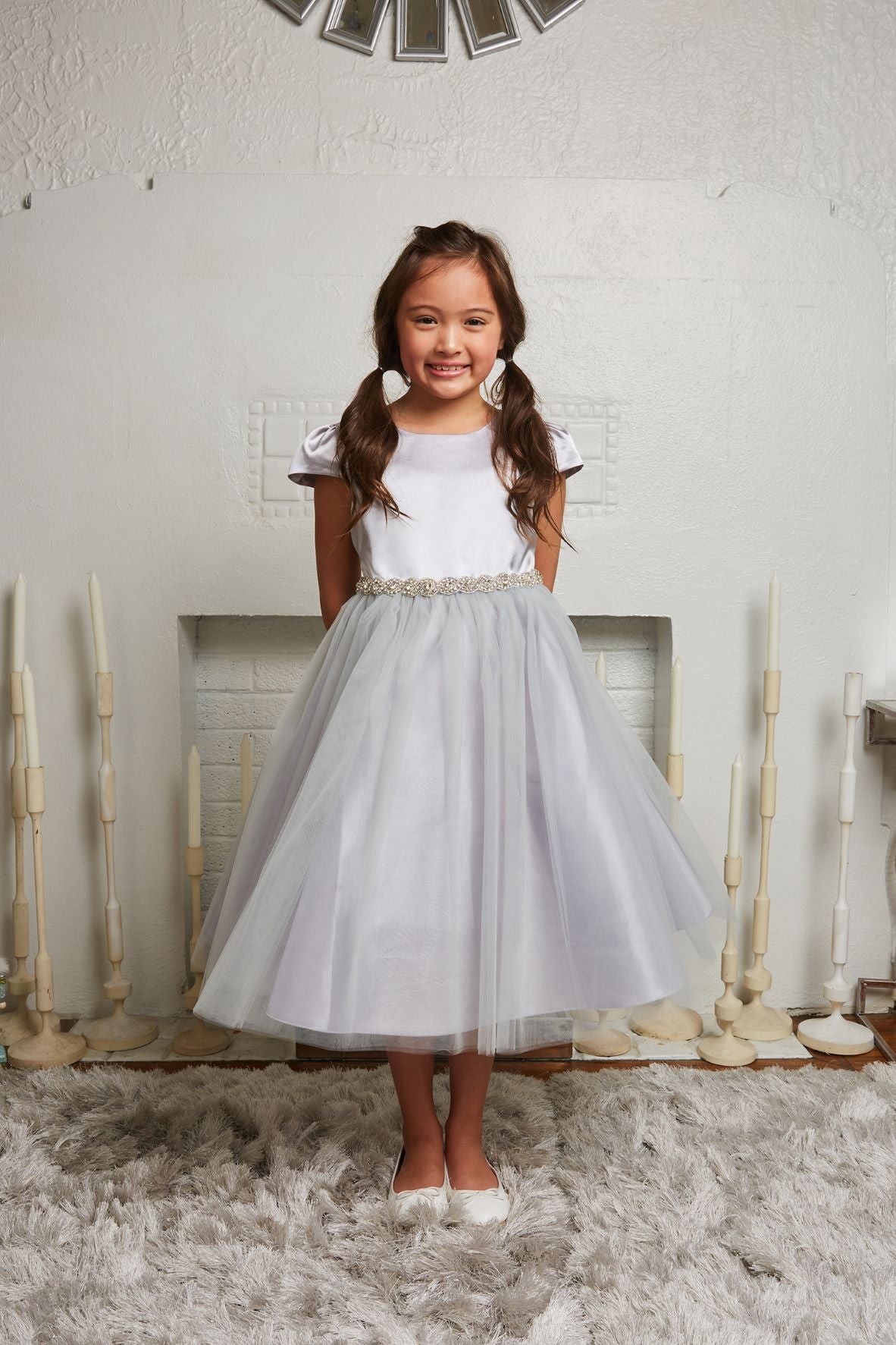 Fitted Cap Sleeve Girls Dress With Customisable Trims