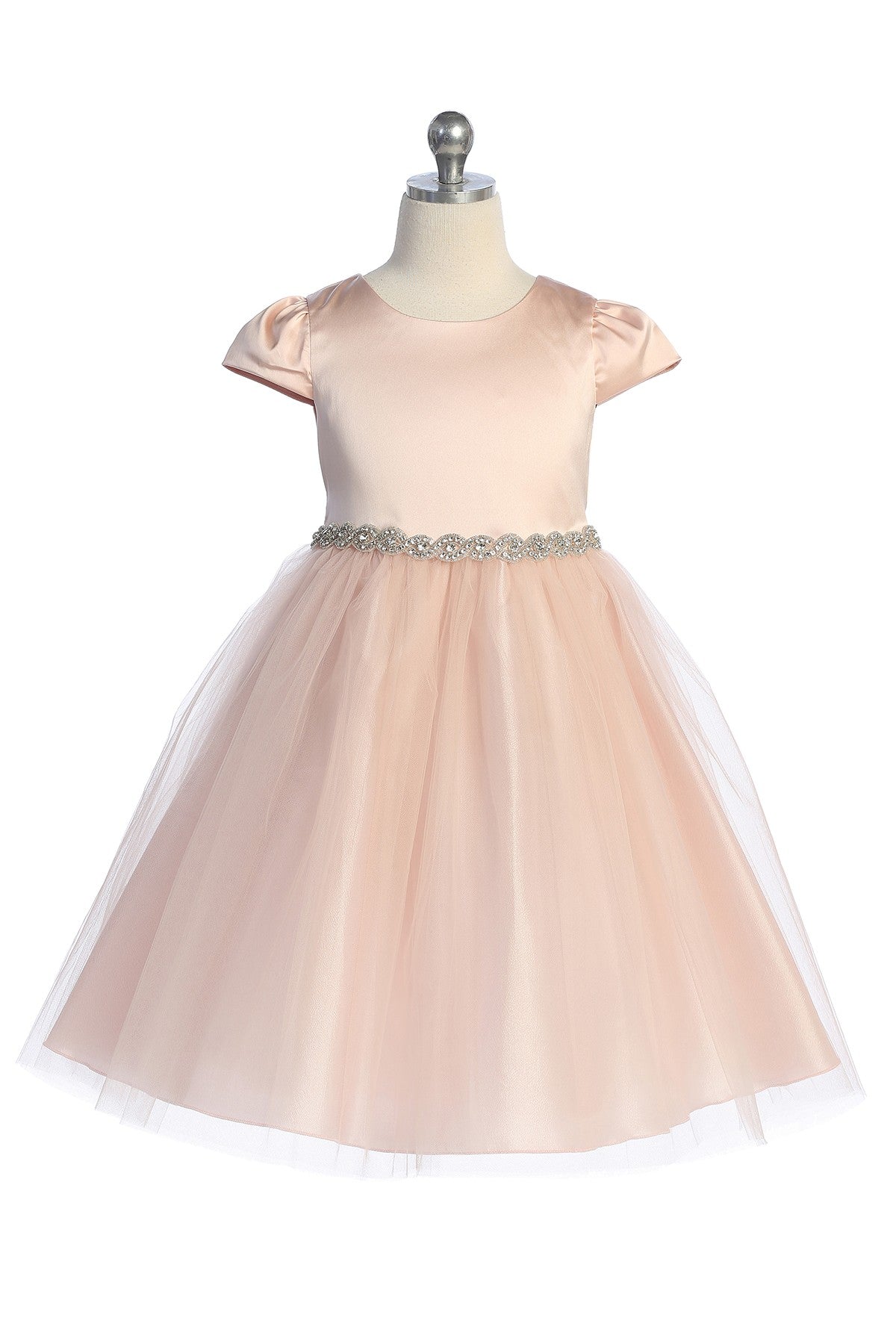 Fitted Cap Sleeve Girls Dress With Customisable Trims