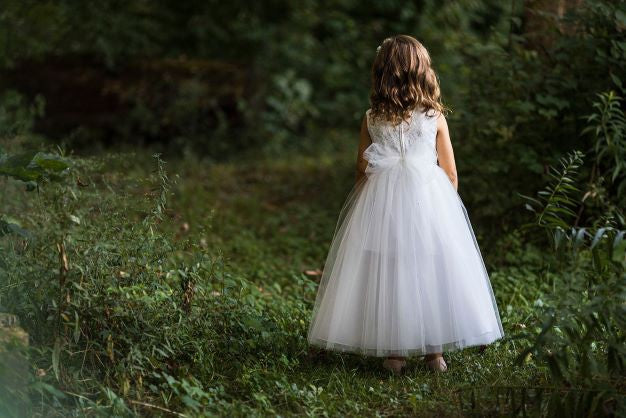 Anastasia Girls Lace Top Dress - Blush - Rhinestone Trim ♥