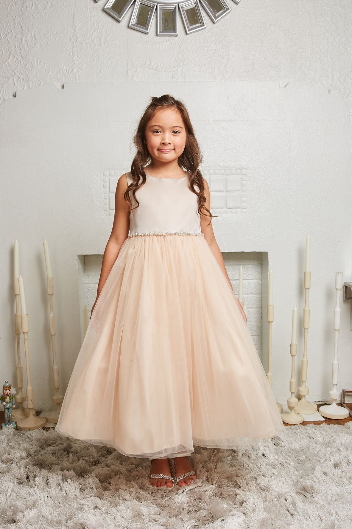 Customizable Satin Top Girls Dress With Interchangeable Trims
