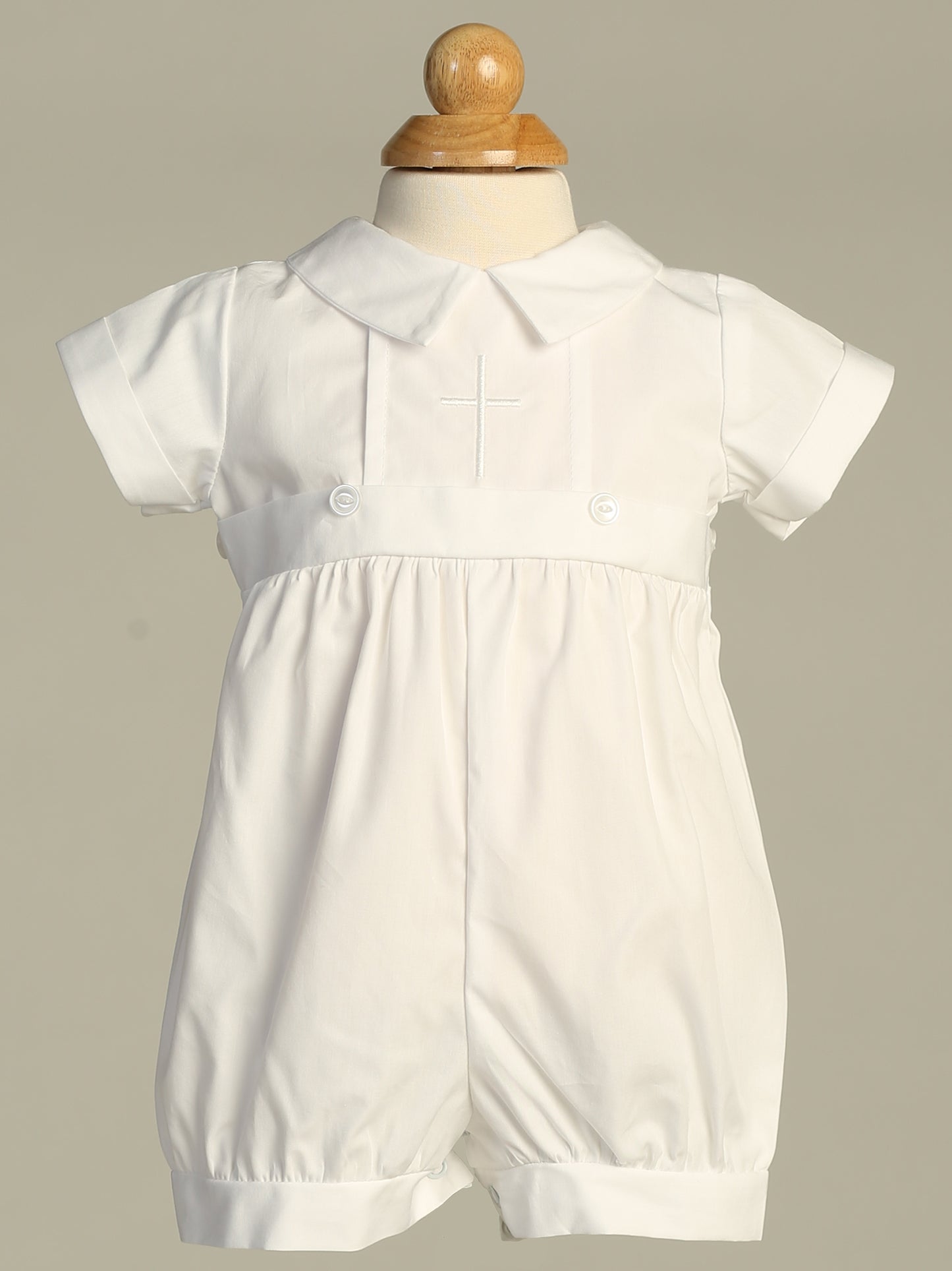 Embroidered Cross Detachable Cotton Boys Christening Gown White Canada