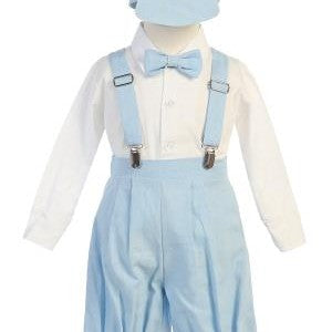 Boys Suspender & Knickers Set - Charcoal 4 piece boys suspender, hat, white long sleeve shirt, knickers. Boys formal outfit, Baby formal outfit Canada- Grandma's Little Darlings