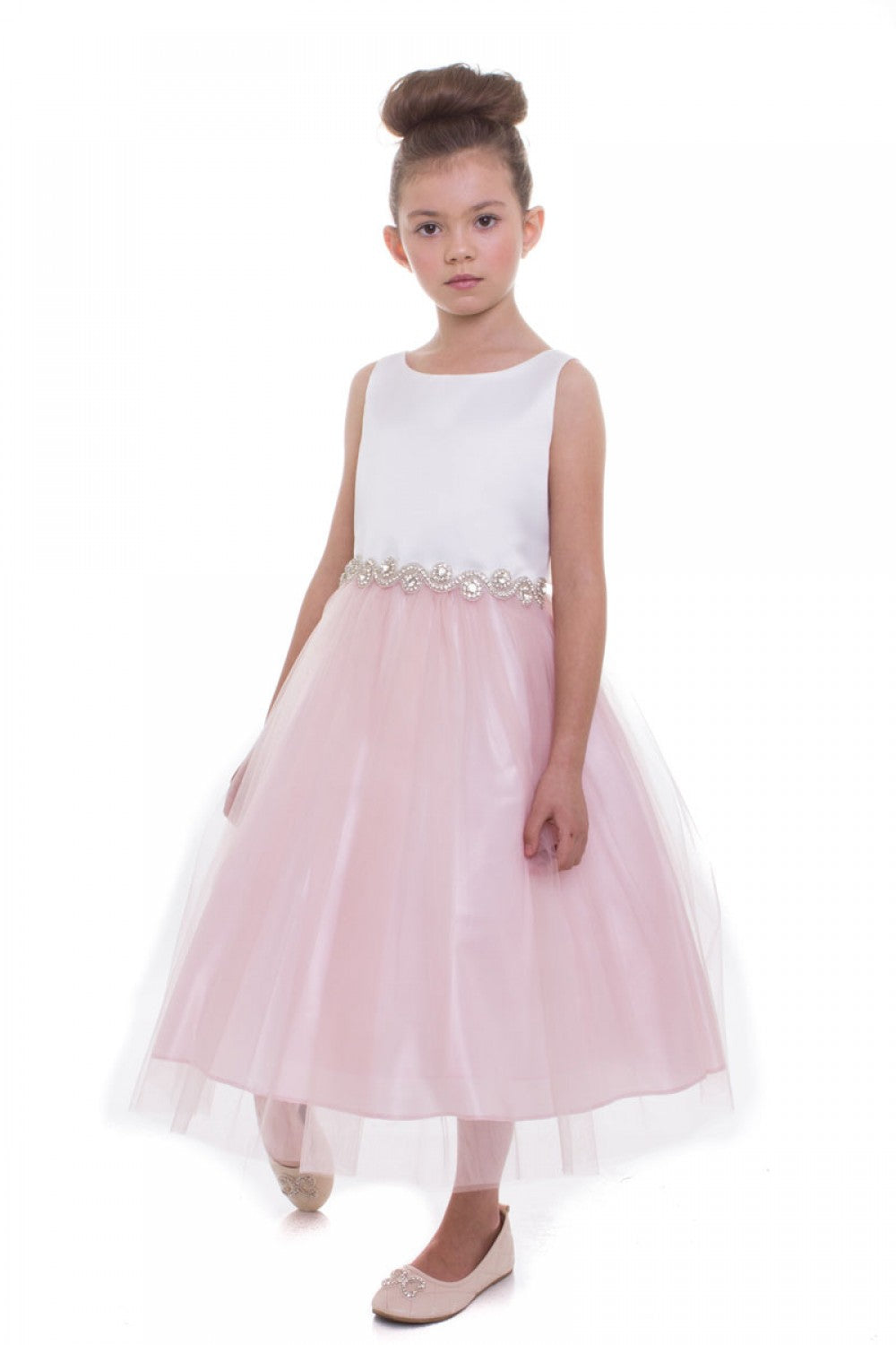 Bella Girls Dress With Rhinestone Belt