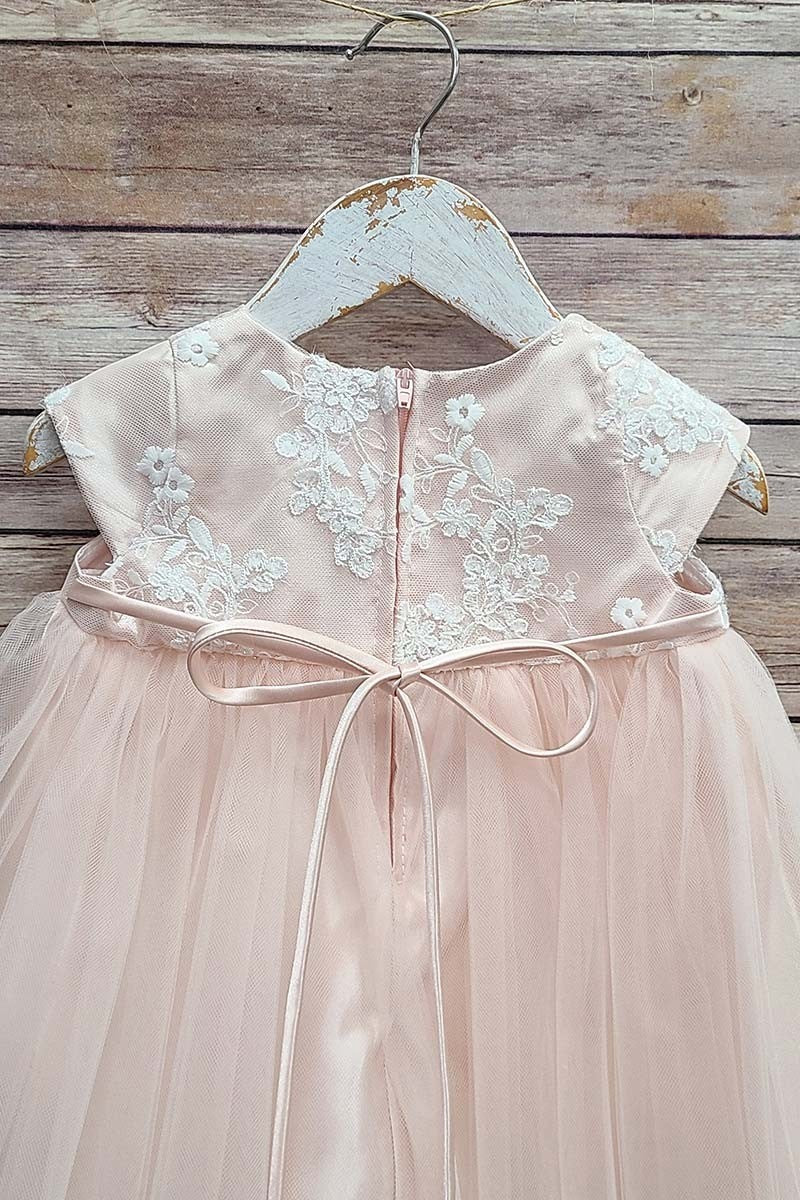 Cap Sleeve Embroidered Baby Dress With Bow