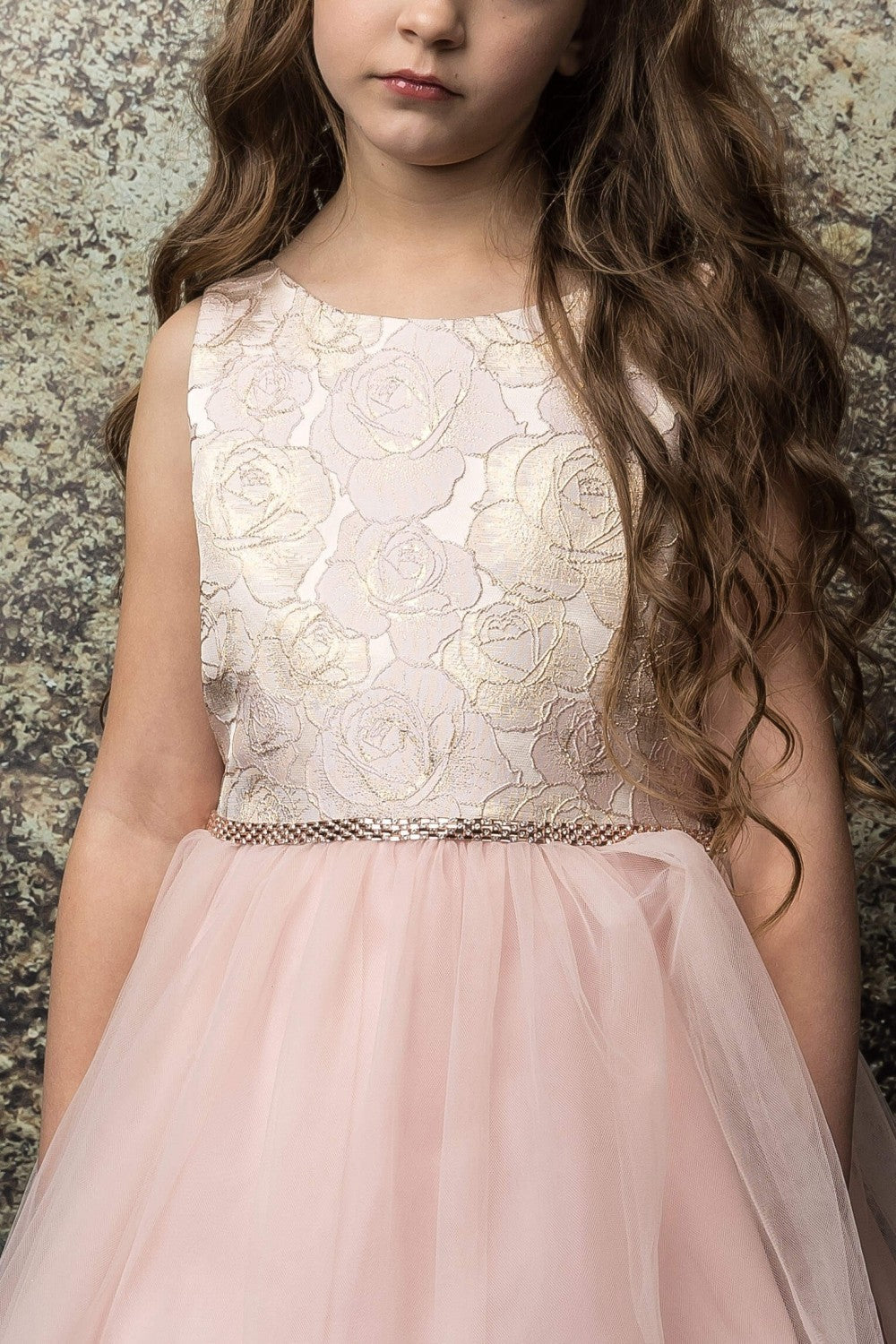 Rose Floral Brocade Jacquard Top Girls Dress