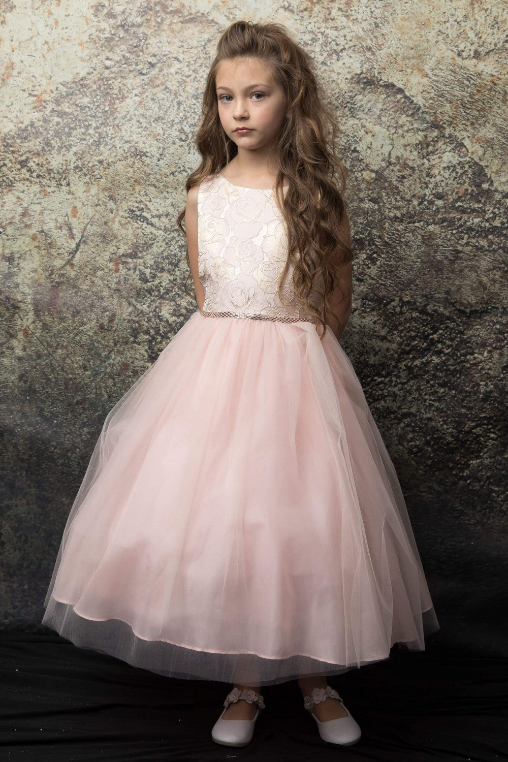 Rose Floral Brocade Jacquard Top Girls Dress