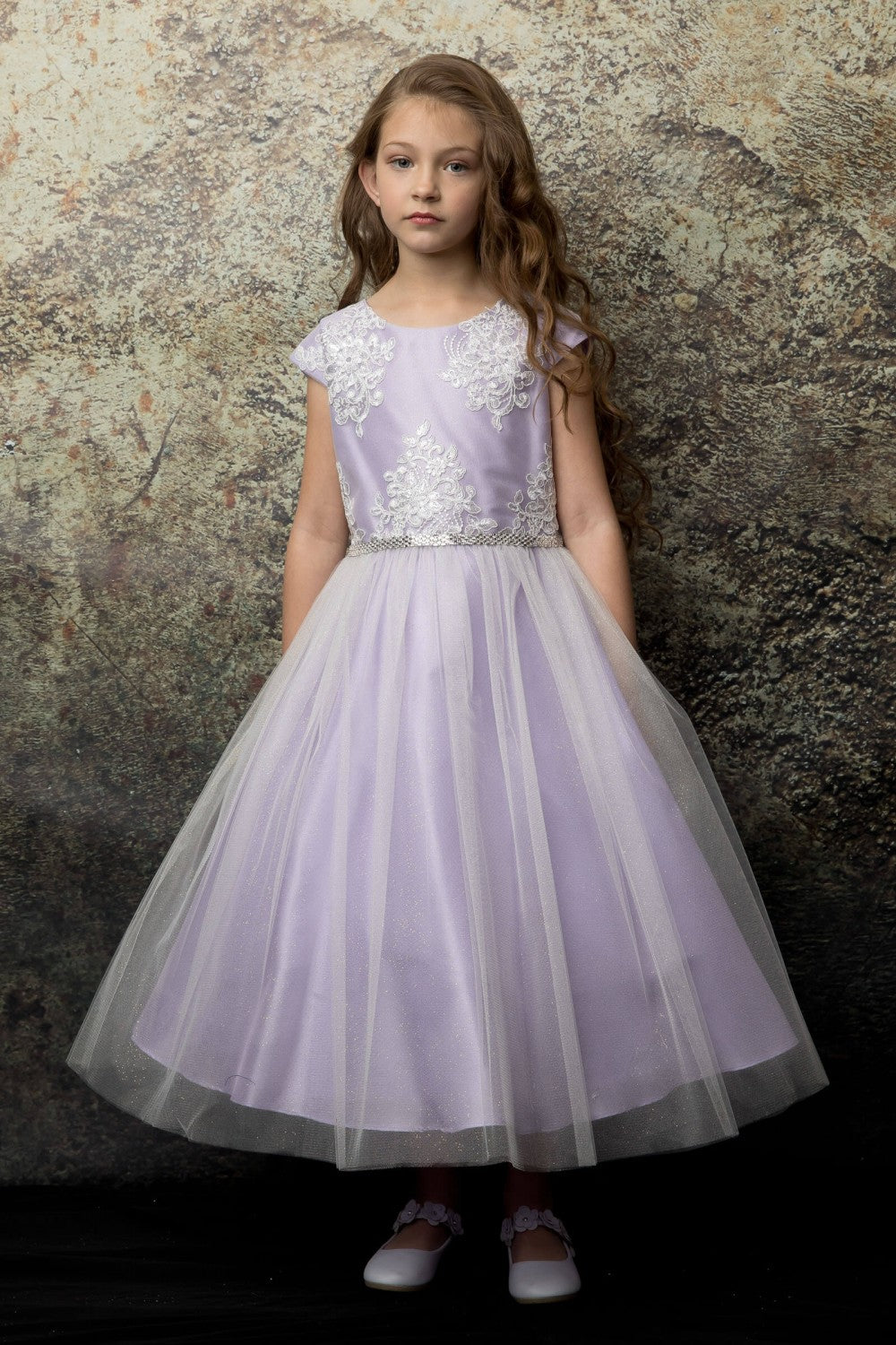 Romantic Peek Sleeve Girls Fancy Party Dress
