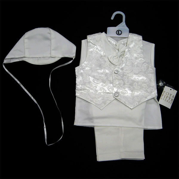 Boys Satin Christening Vest Set - Paisley Print